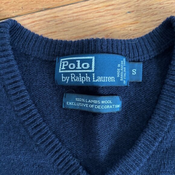 Vintage Polo By Ralph Lauren V-Neck Pullover Sweater Mens S 100% Lamb's Wool - Picture 5 of 8